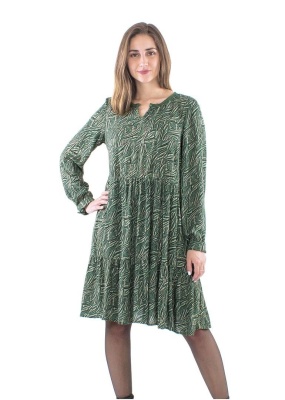 Rochie kaki Midi Retro Print Safari - Img 1