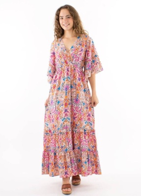 Rochie lunga cu print acuarela - Img 3
