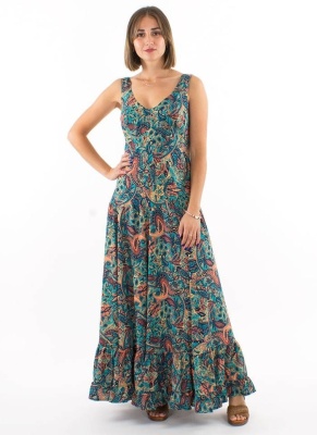 Rochie lunga nuanta petrol - Img 1
