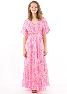 Rochie lunga rose print aztec pastel - Img 1