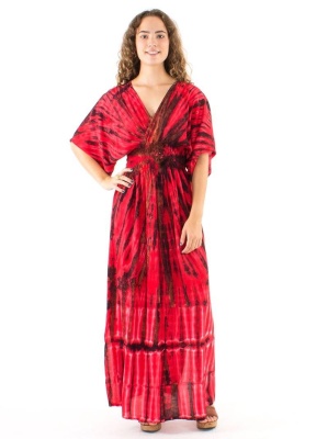 Rochie Maxi rosie Tie Dye maneci liliac - Img 2