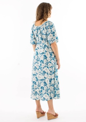 Rochie midi albastra print anemone - Img 2