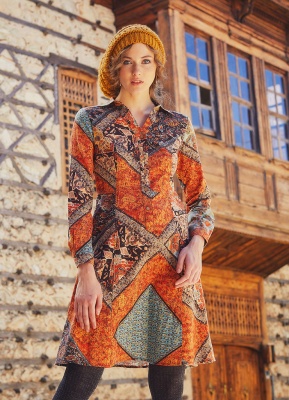 Rochie Midi evazată print etnic - Img 3