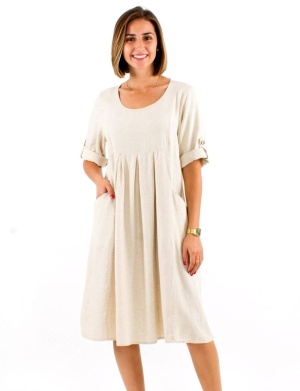 Rochie midi larga nuanta ecru - Img 2