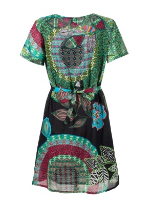 Rochie neagră bumbac cu mânecuțe - Img 2