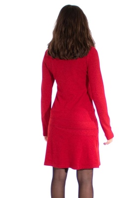 Rochie rosie cu guler drapat - Img 2