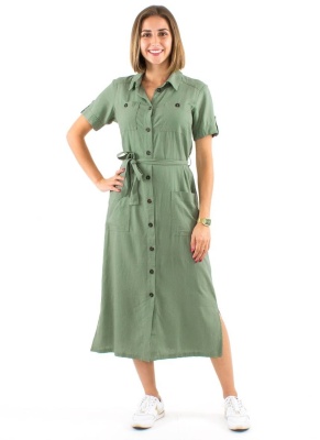 Rochie verde salvie stil camasa - Img 1
