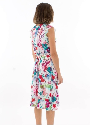 Rochie wrap cu imprimeu tropical - Img 2