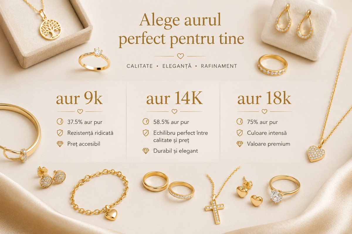 Diferența dintre aurul de 9K, 14K și 18K – Ce alegi pentru verighete și bijuterii?
