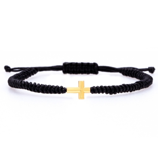 Bratara tip metanie cu nod snake si cruce din Aur 14K