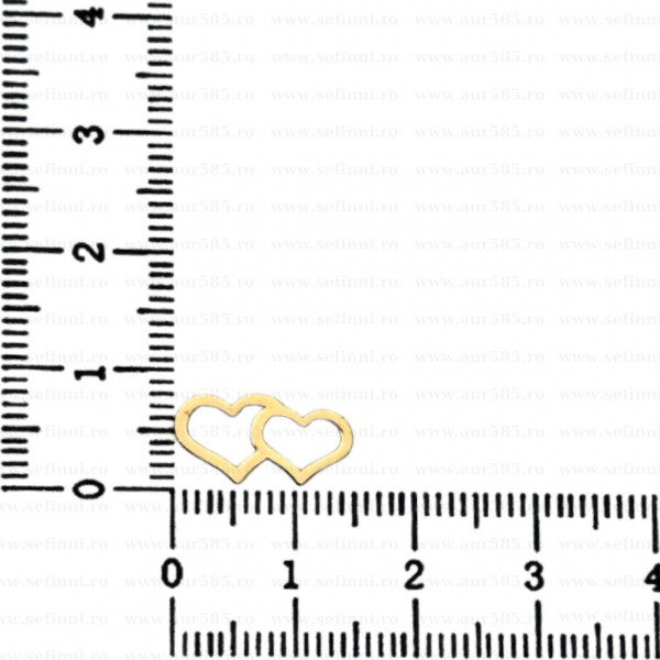 Link din aur 14k - pentru bratara - inimioare duble
