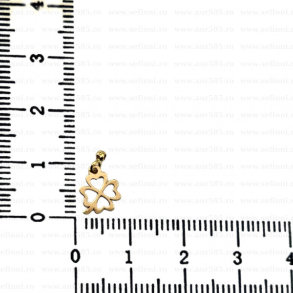Link din aur 14k - pentru colier - trifoi cu za sudata si bila