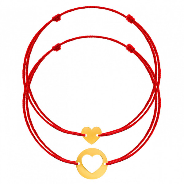 Set 2 Bratari Connection cu snur si pandantive din aur14k pentru mama si copil