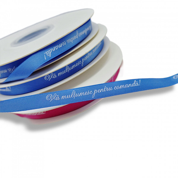 1m x Banda Satin imprimata "Va multumesc pentru comanda"