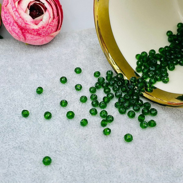 Cristale rondele fațetate de 4 mm - verde smarald - șirag aprox 130 bucăți