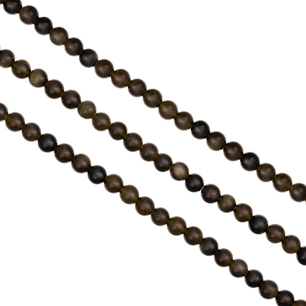 Sirag Obsidian auriu rotund 4mm