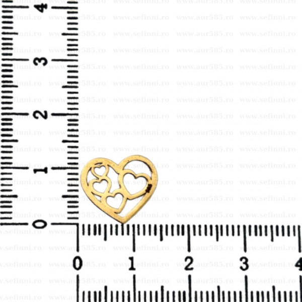 Link din aur 14k - pentru bratara - inimioare multi - xl size