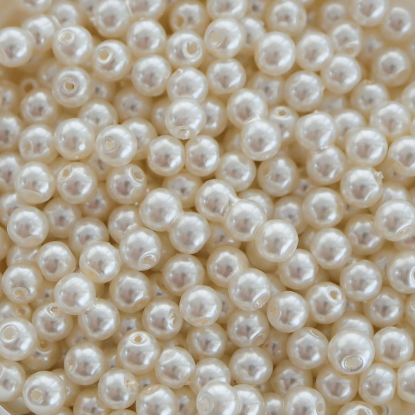 Perle din sticla 4mm - Cream Pearl Ø 0.8mm - pachet aprox 300 buc