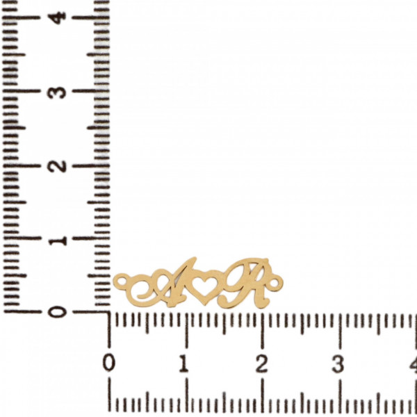 Link din aur 14k - pentru bratara - initiale A-R