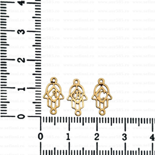 Link din aur 14k - pentru bratara - mana fatimei cu initiala