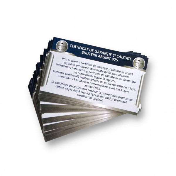 Certificate de garantie tiparite Argint 925 - set 40 bucati