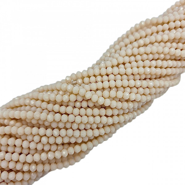 Cristale rondele fațetate de 4 mm - șirag aprox 130 bucăți - beige opac
