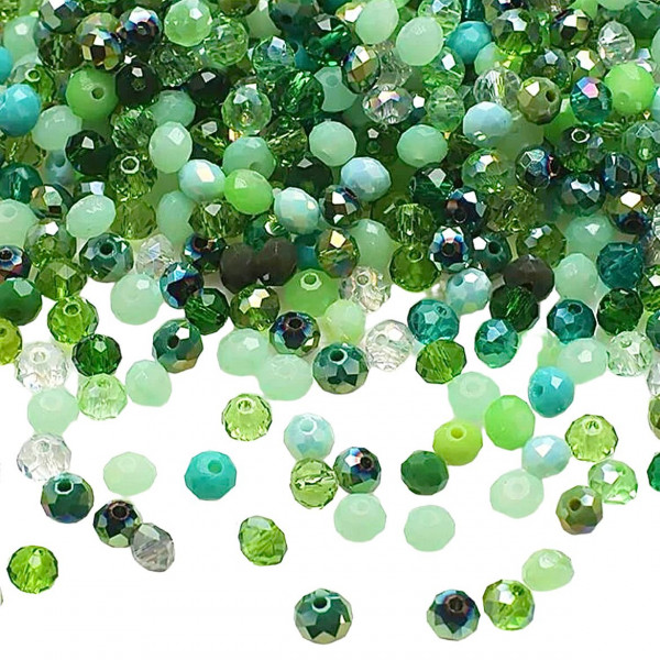 Mix cristale rondele 4mm multicolor verde ~ aprox 410 buc