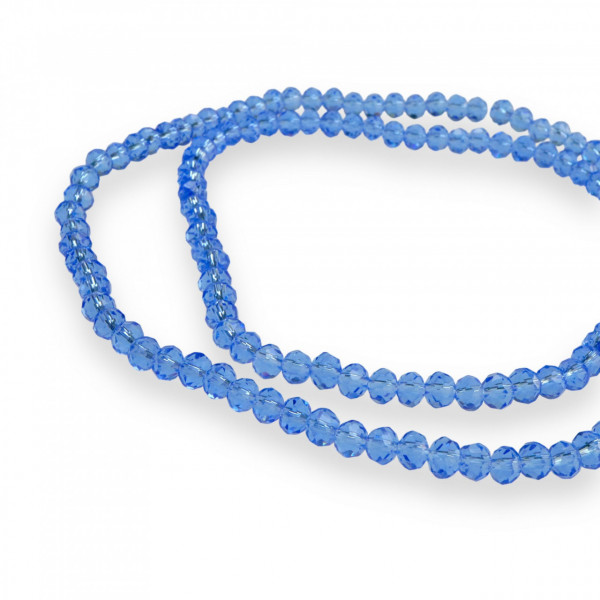 Șirag cristale rondele 4mm, culoare Albastru Cobalt Transparent - Aprox 130 buc