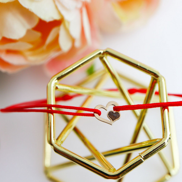 Bratara Heart Collection cu snur si inimioara din aur 14k