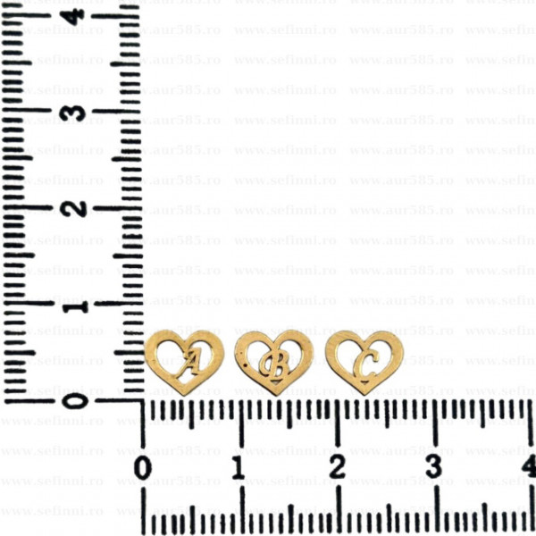 Link din aur 14k - pentru bratara - inimioara cu initiala