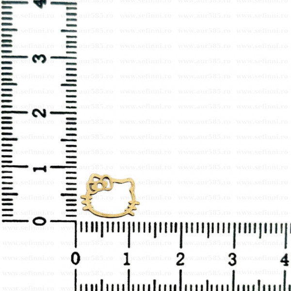 Link din aur 14k - pentru bratara - pisicuta contur personaj