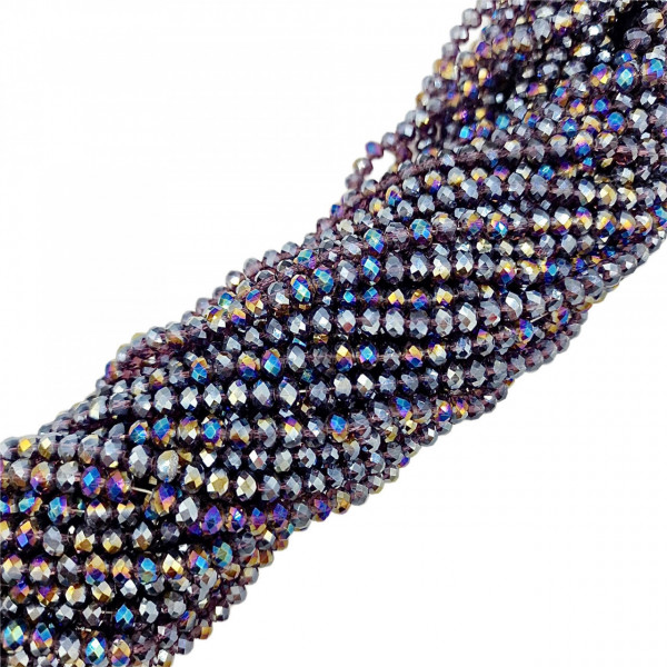 Cristale rondele fațetate de 6 mm - șirag aprox 90 bucăți - purple rainbow