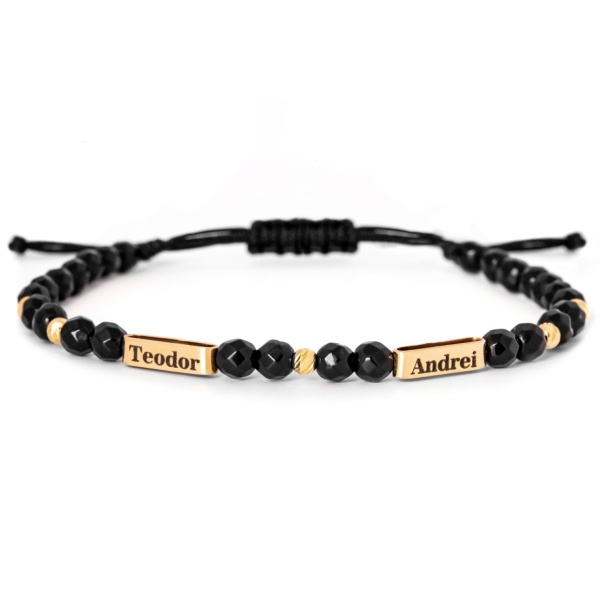 Bratara Family Link cu Onix si elemente din aur 14K personalizabile