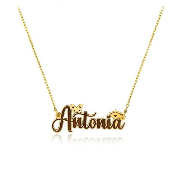 Colier Majestique din aur 14k personalizat cu nume la alegere