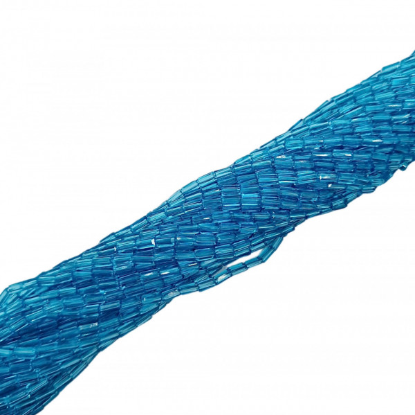 Cristale dreptunghiulare 2x4 mm - șirag aprox 100 bucăți - bleu transparent