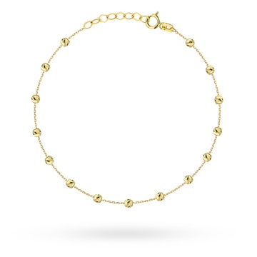Brățară de Picior Aur 14K Bile Diamantate - Eleganță Pură