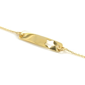 Brățară pentru Copii cu Plăcuță și Steluță Decupată din Aur 14K