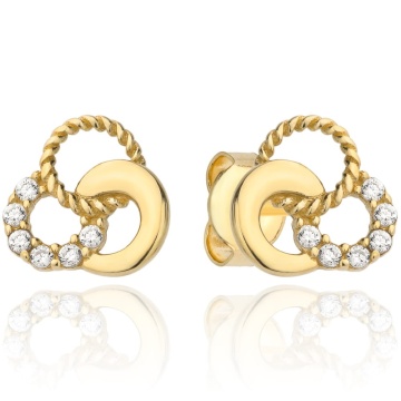 Cercei Aur 14k cu Cerculete Intrepatrunse