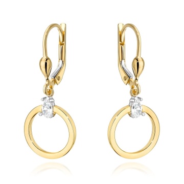 Cercei Aur 14k cu Cerculete si Zirconii Albe