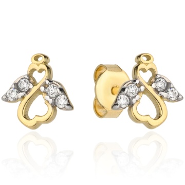 Cercei Aur 14k cu Ingeras si Zirconii