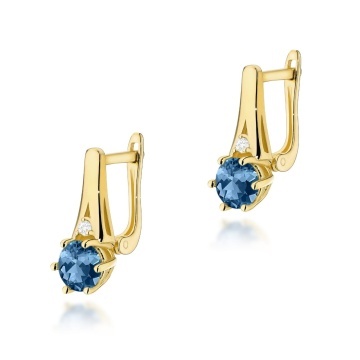 Cercei Aur 14K cu Topaz London Blue 0.50 ct si Diamante Naturale 0.03 ct