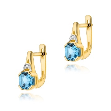 Cercei Aur 14K cu Topaz Swiss 1.10 ct si Diamante Naturale 0.01 ct