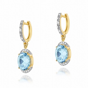 Cercei Aur 14K cu Topaz Swiss 3.00 ct si Diamante Naturale 0.13 ct