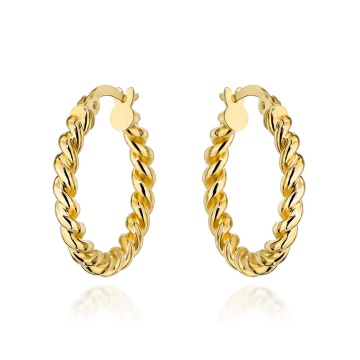 Cercei Aur 14K, Model Rotund Răsucit