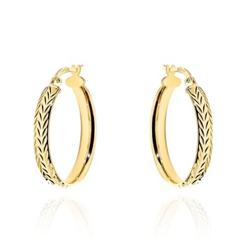 Cercei Aur 14K Rotunzi cu Finisaj Diamantat