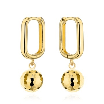 Cercei Aur 14K Rotunzi, Suspendati cu Biluțe - Eleganță Atemporală