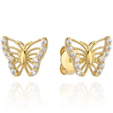 Cercei Fluture din Aur cu Zirconii Delicate pe Aripi