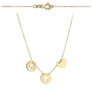 Colier cu Cruce, Inima si Ancora- Aur 14k