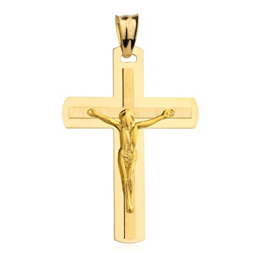 Cruciuliță Aur 14K cu Isus Delicată, Rotunjită