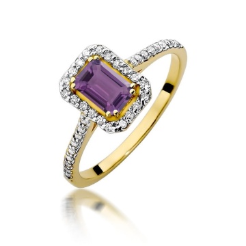 Inel Aur 14K cu Ametist 0.50 ct si Diamante Naturale 0.19 ct